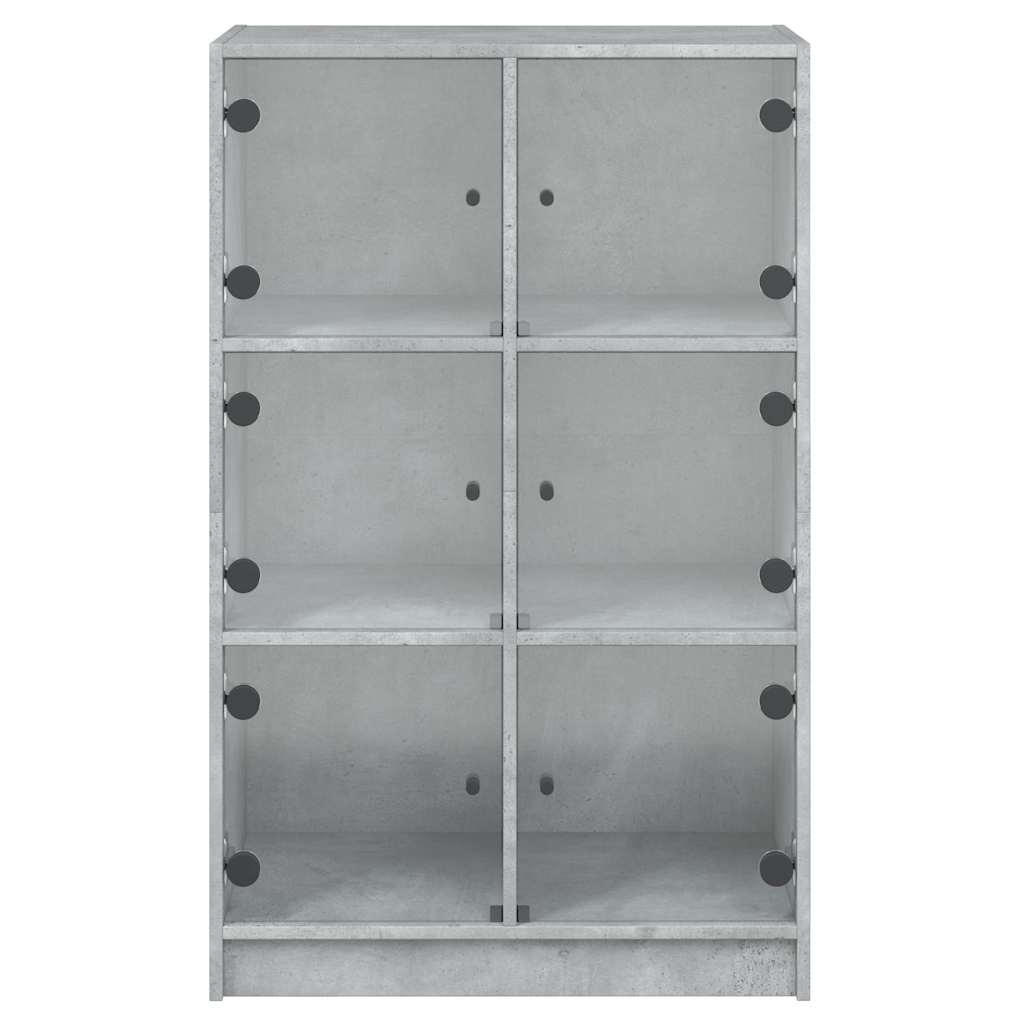 skab med låger 68x37x109 cm konstrueret træ betongrå