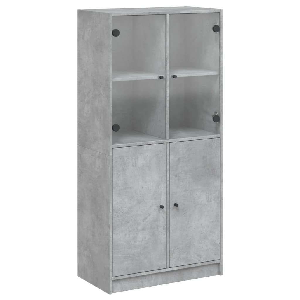 skab med låger 68x37x142 cm konstrueret træ betongrå