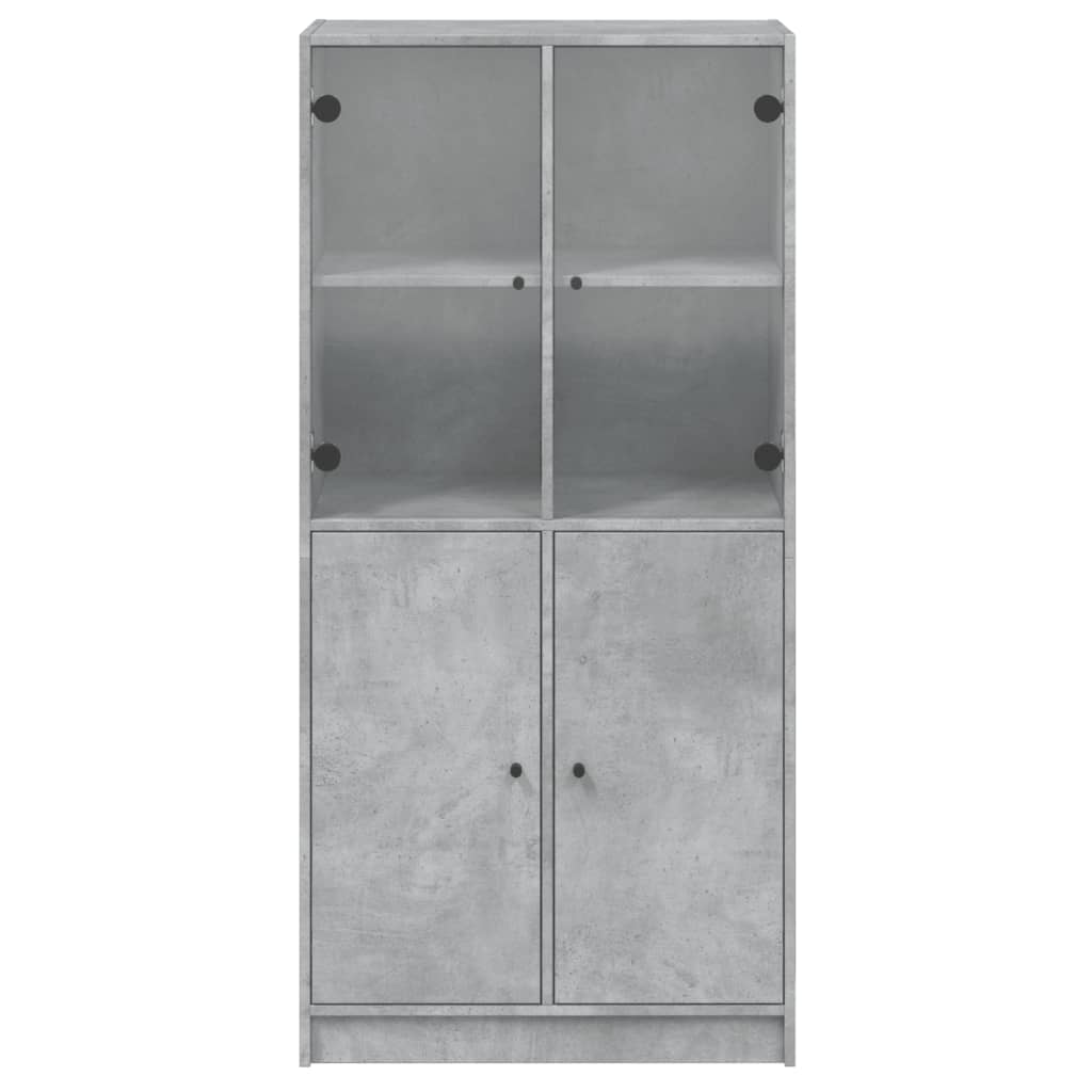 skab med låger 68x37x142 cm konstrueret træ betongrå