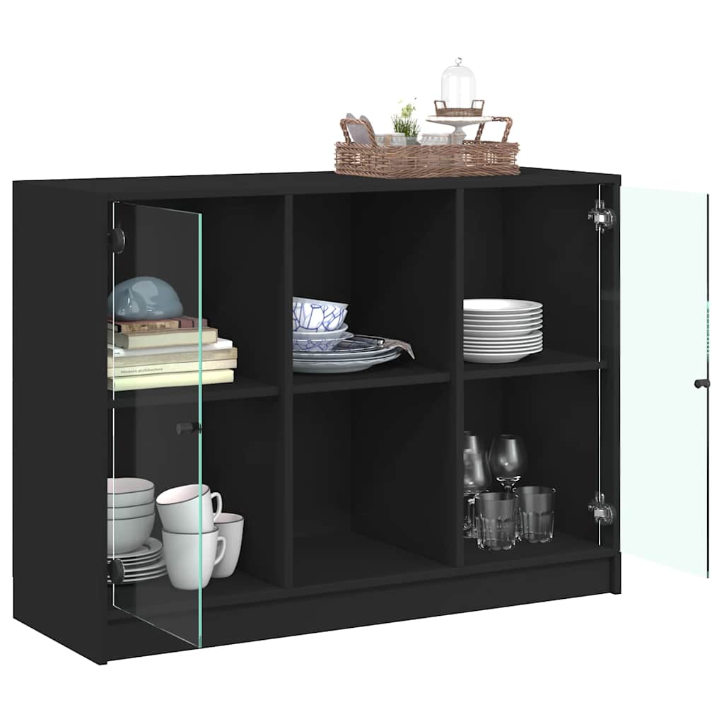 skænk 102x37x75,5 cm konstrueret træ sort