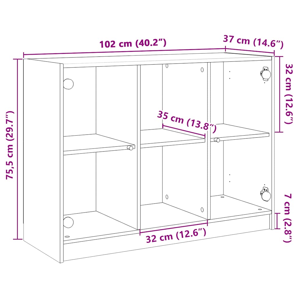 skænk 102x37x75,5 cm konstrueret træ sort