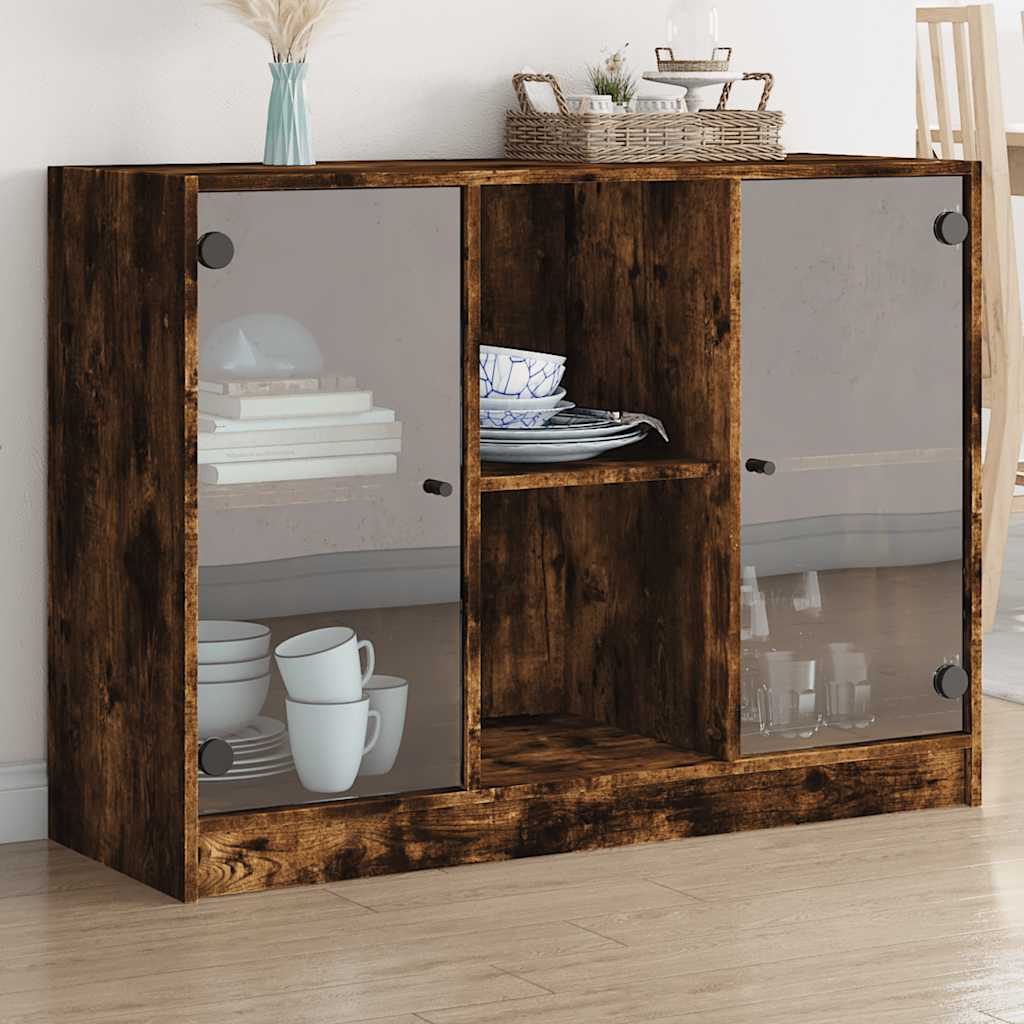 skænk 102x37x75,5 cm konstrueret træ røget egetræsfarve