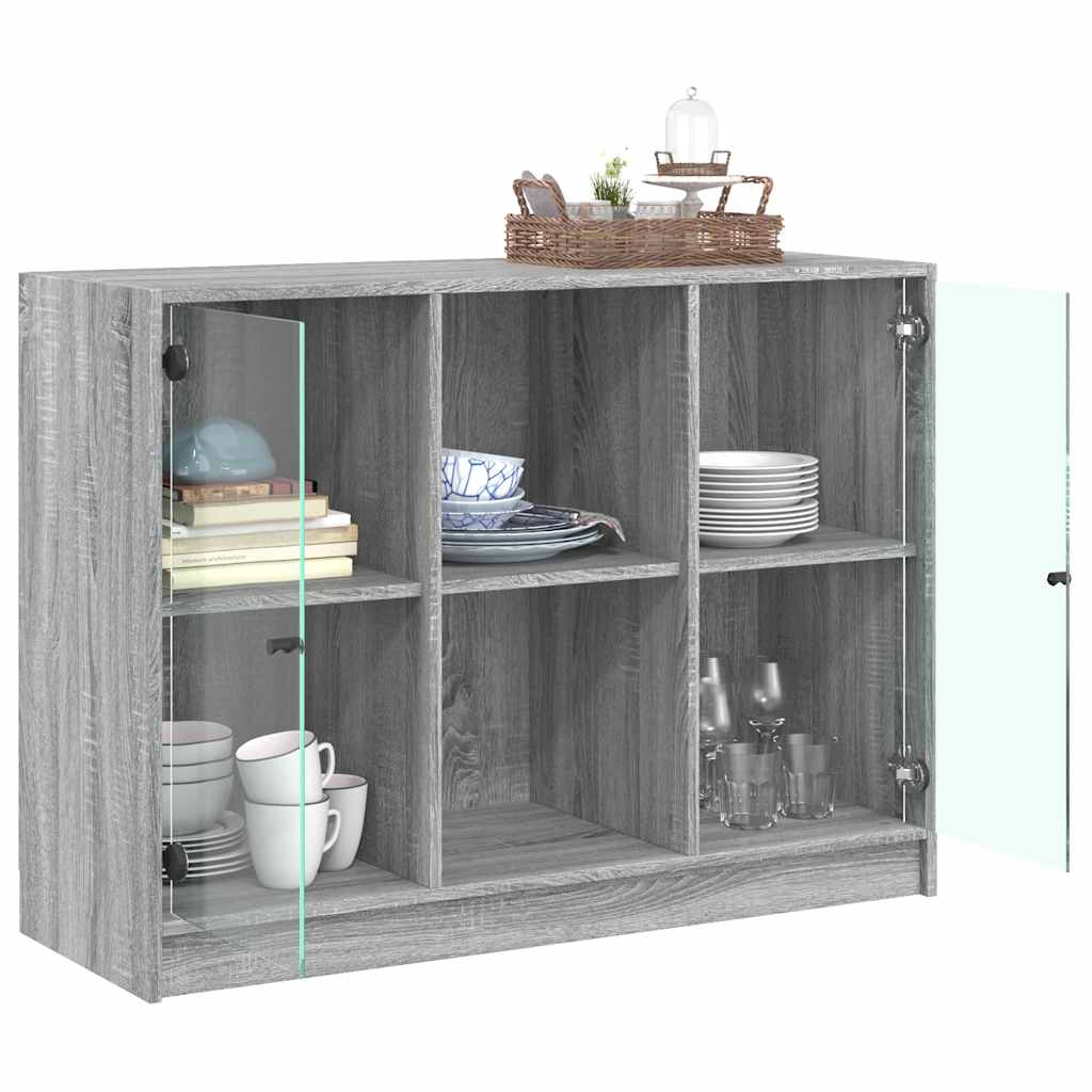 skænk 102x37x75,5 cm konstrueret træ grå sonoma-eg