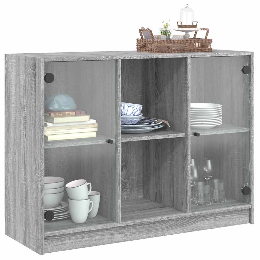 skænk 102x37x75,5 cm konstrueret træ grå sonoma-eg