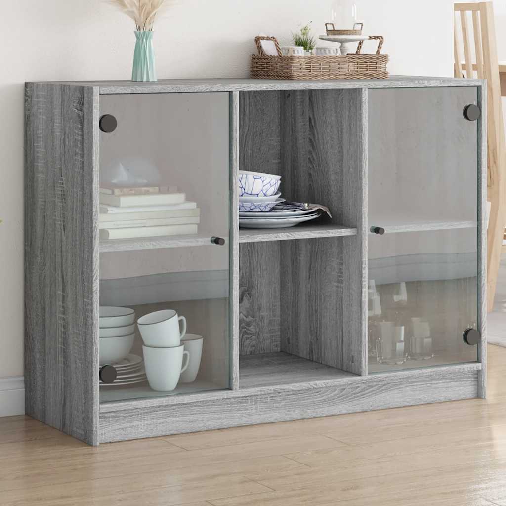 skænk 102x37x75,5 cm konstrueret træ grå sonoma-eg