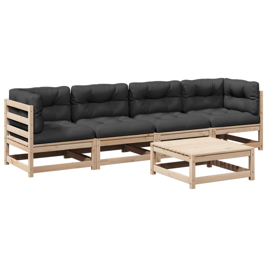 sofasæt til haven 5 dele med hynder massivt fyrretræ