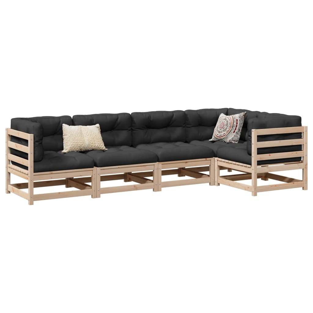 sofasæt til haven 5 dele med hynder massivt fyrretræ