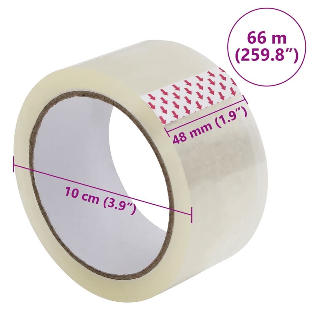 pakketape 12 stk. 48 mm x 66 m transparent