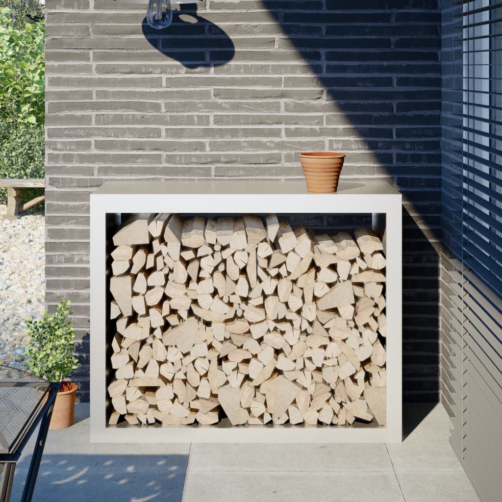brændestativ 100x40x80 cm stål hvid billede