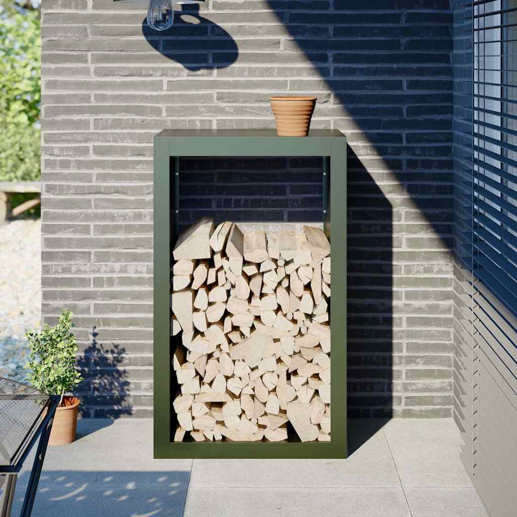 brændestativ 60x40x100 cm stål grøn billede