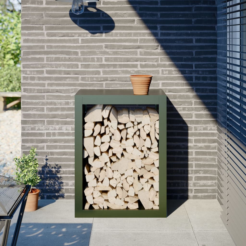 brændestativ 60x40x80 cm stål grøn billede