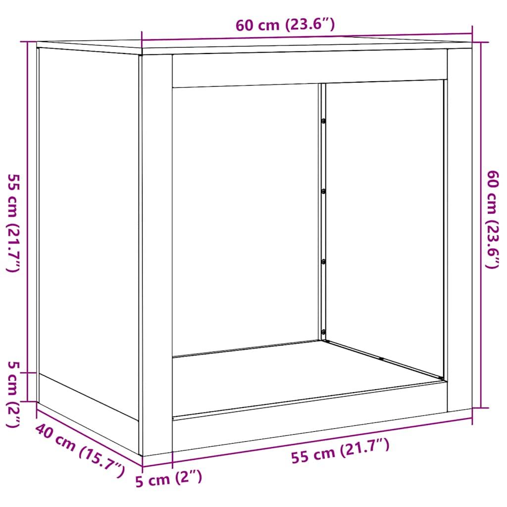brændestativ 60x40x60 cm galvaniseret stål