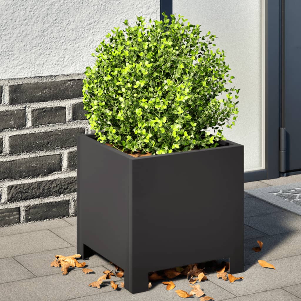 plantekasser 2 stk. 30x30x30 cm stål sort