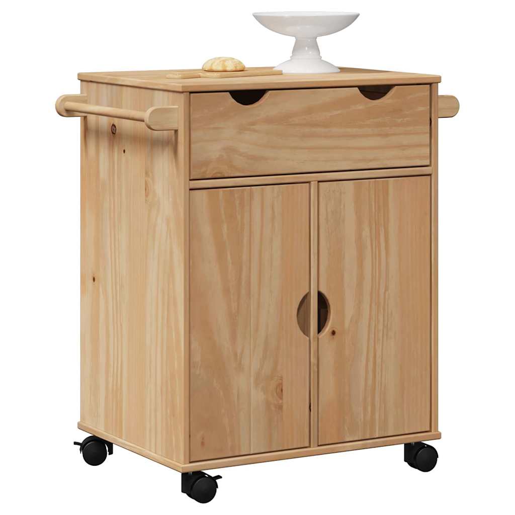 køkkenvogn OTTA 59x45x80 cm massivt fyrretræ billede
