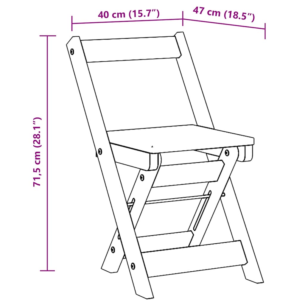 spisebordsstole 4 stk. Corona foldbare massivt fyrretræ brun
