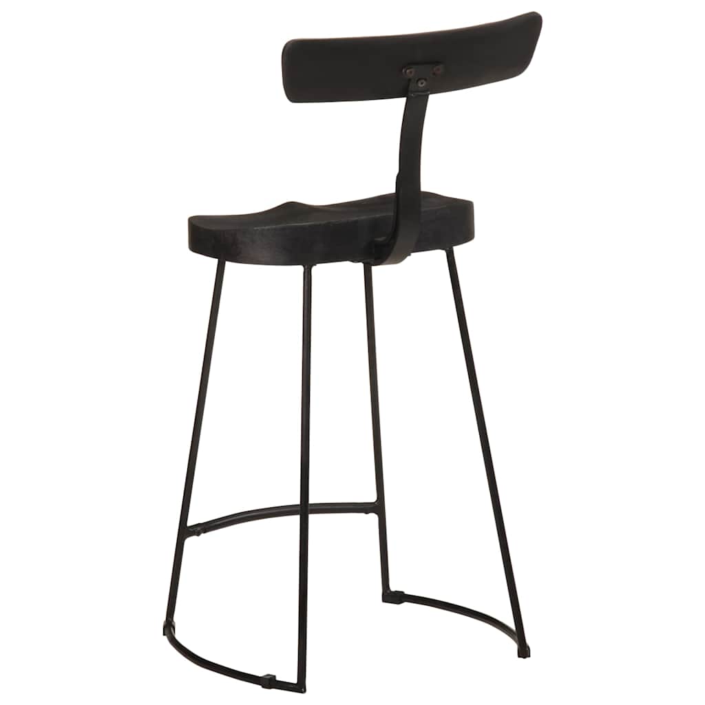 barstole 2 stk. 49x43x88 cm massivt mangotræ sort