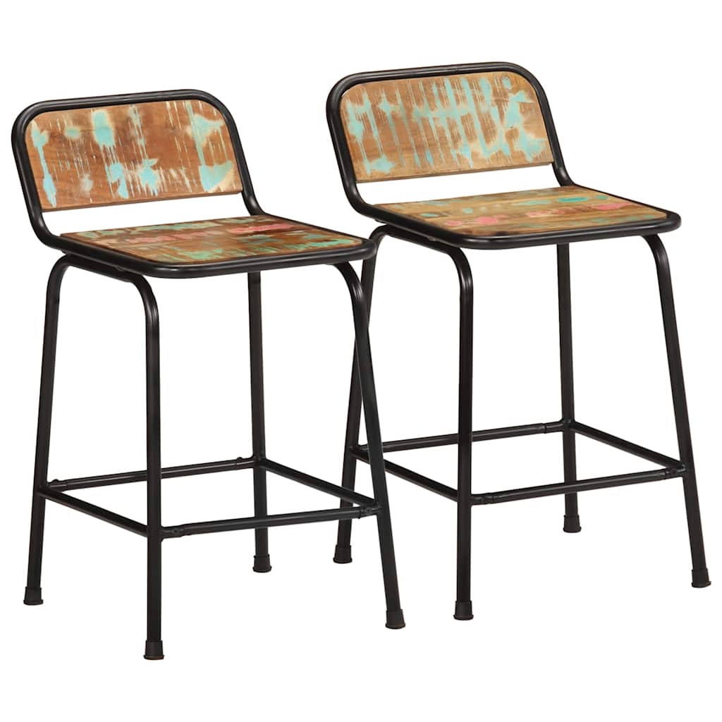 barstole 2 stk. 46x35,5x70 cm massivt genbrugstræ billede