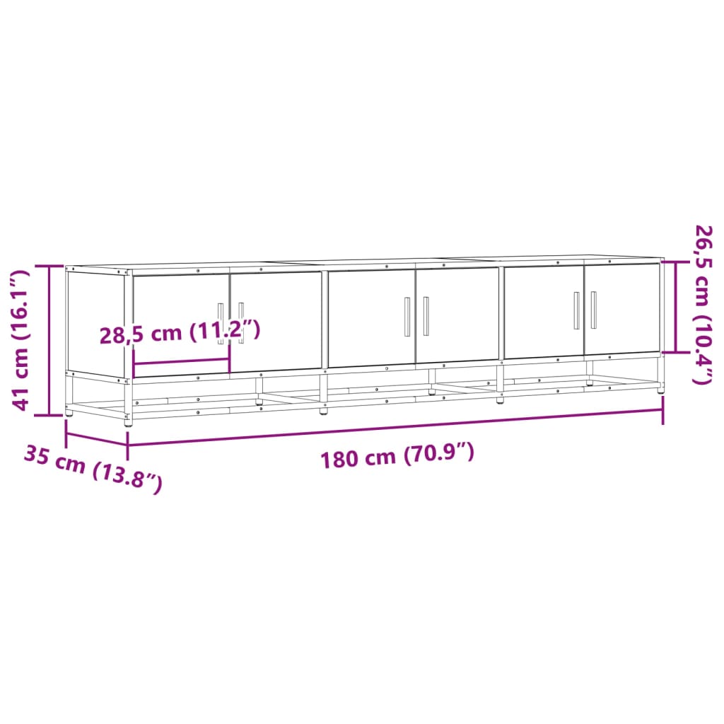 tv-bord 180x35x41 cm konstrueret træ sonoma-eg