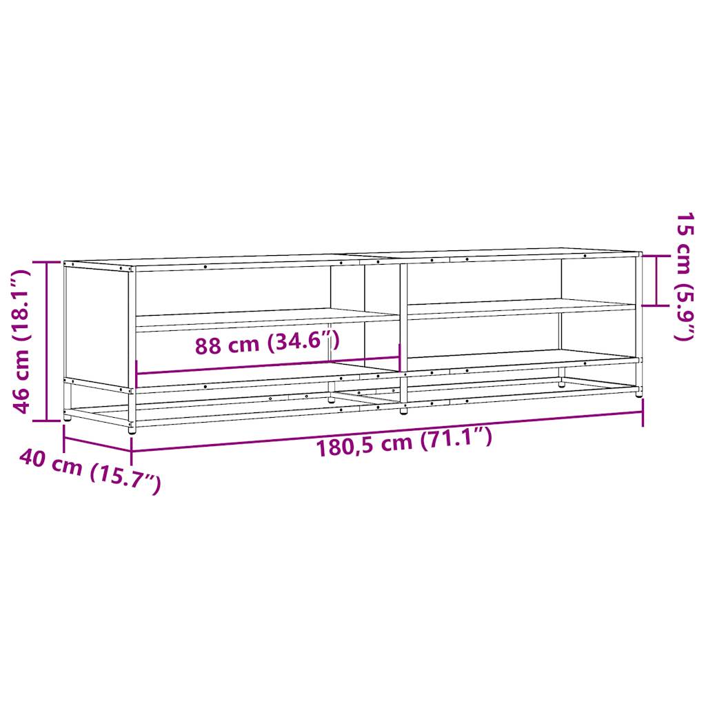 tv-bord 180,5x40x46 cm konstrueret træ sort
