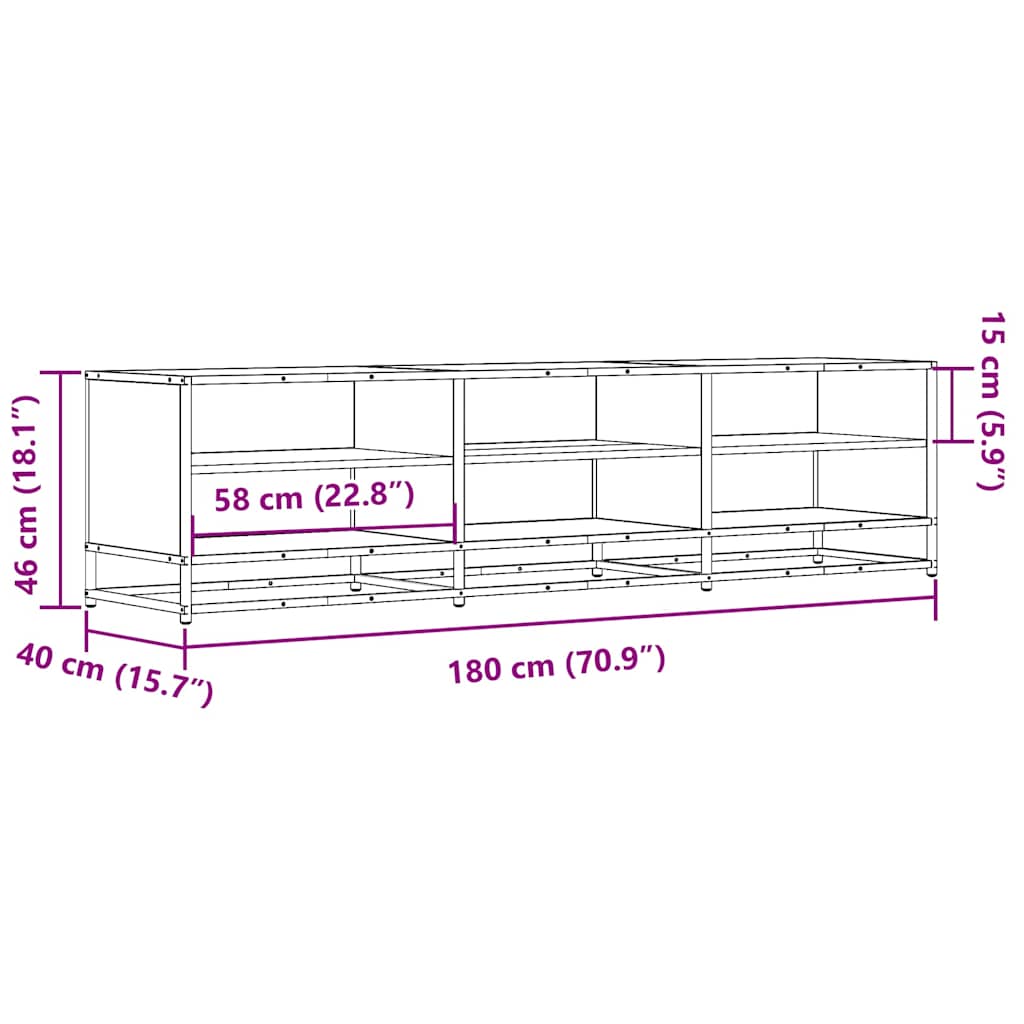 tv-bord 180x40x46 cm konstrueret træ sonoma-eg