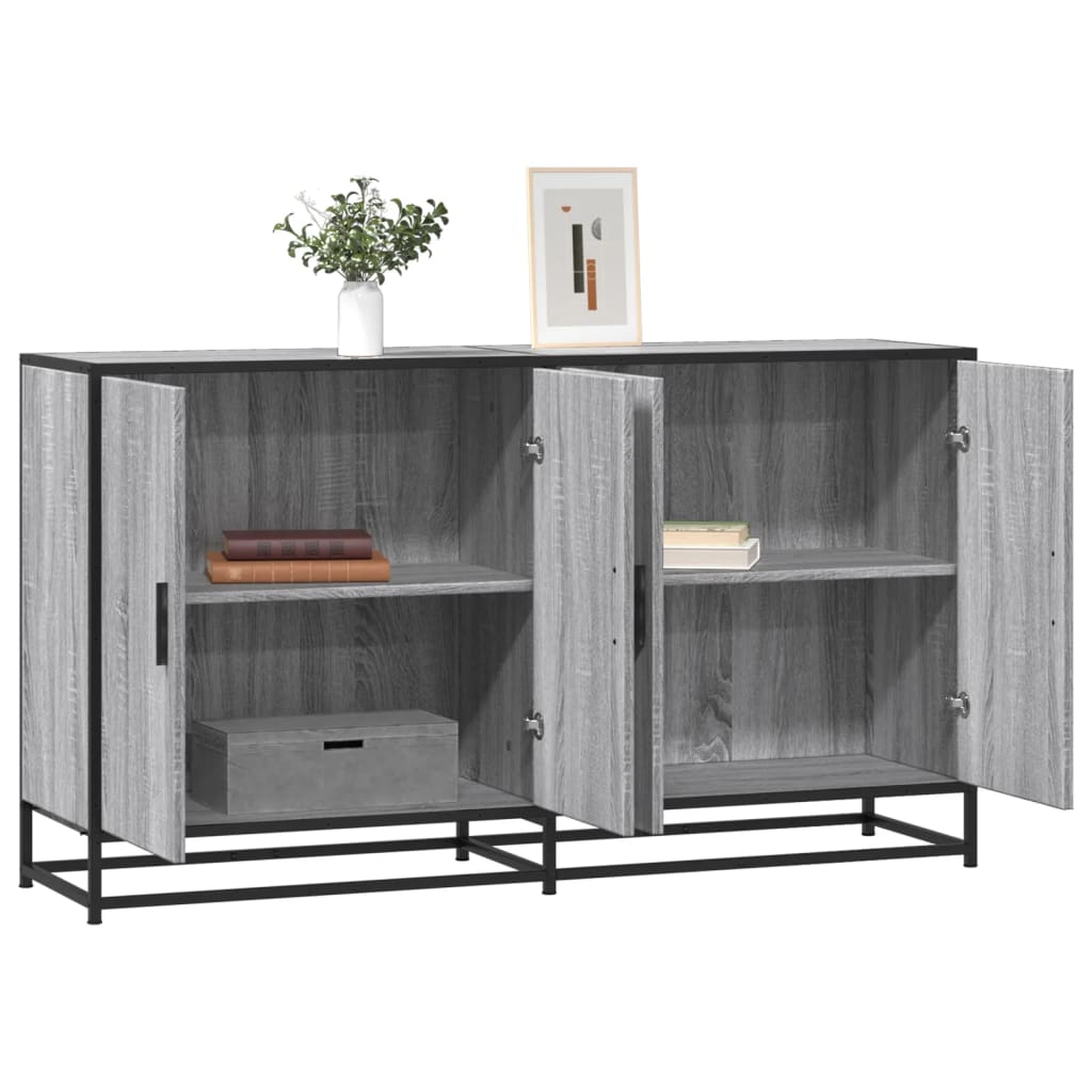 skænk 134x35x76 cm konstrueret træ grå sonoma-eg