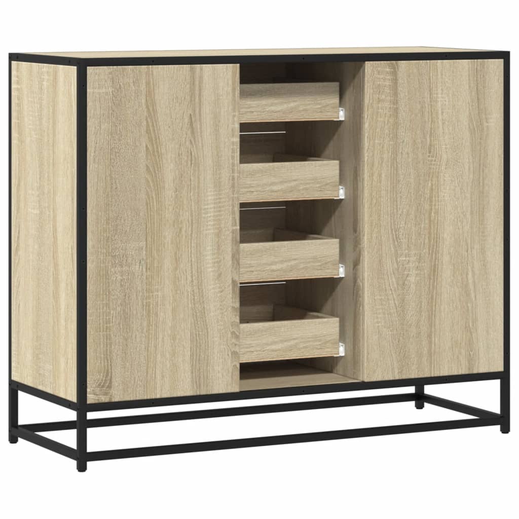 skab 92x35x76 cm konstrueret træ røget egetræsfarve
