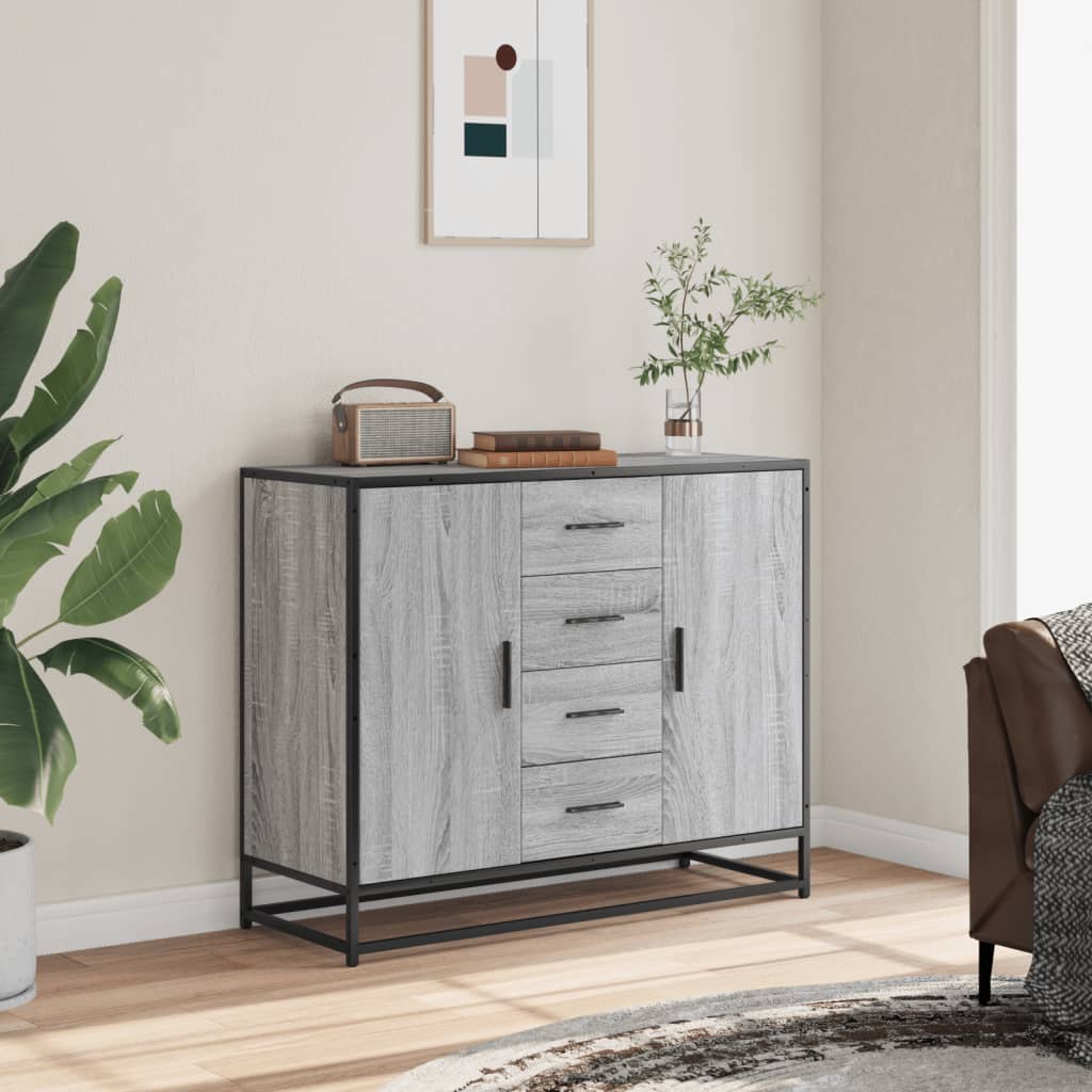 skænk 92x35x76 cm konstrueret træ grå sonoma-eg