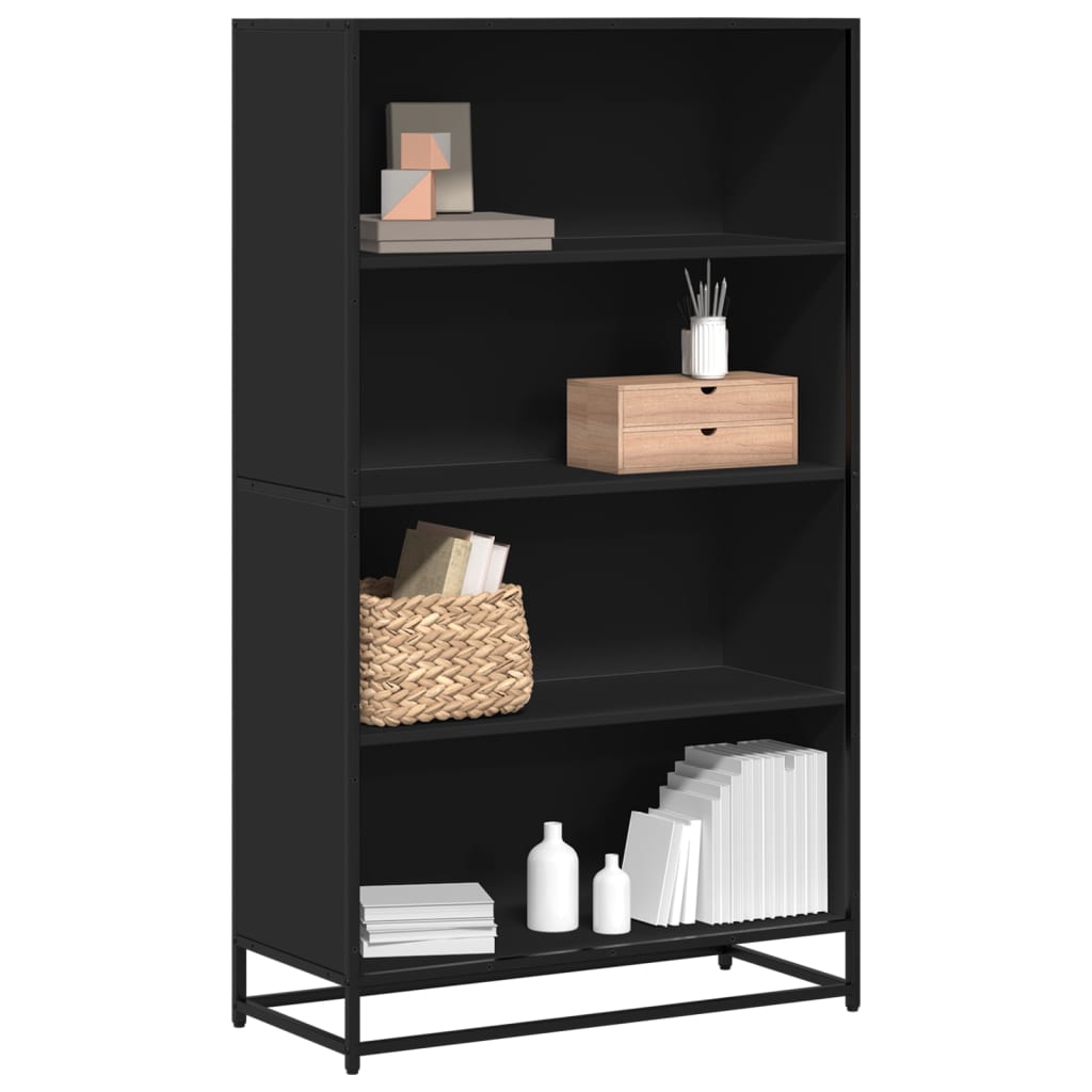 bogreol 80,5x35x139 cm konstrueret træ sort billede