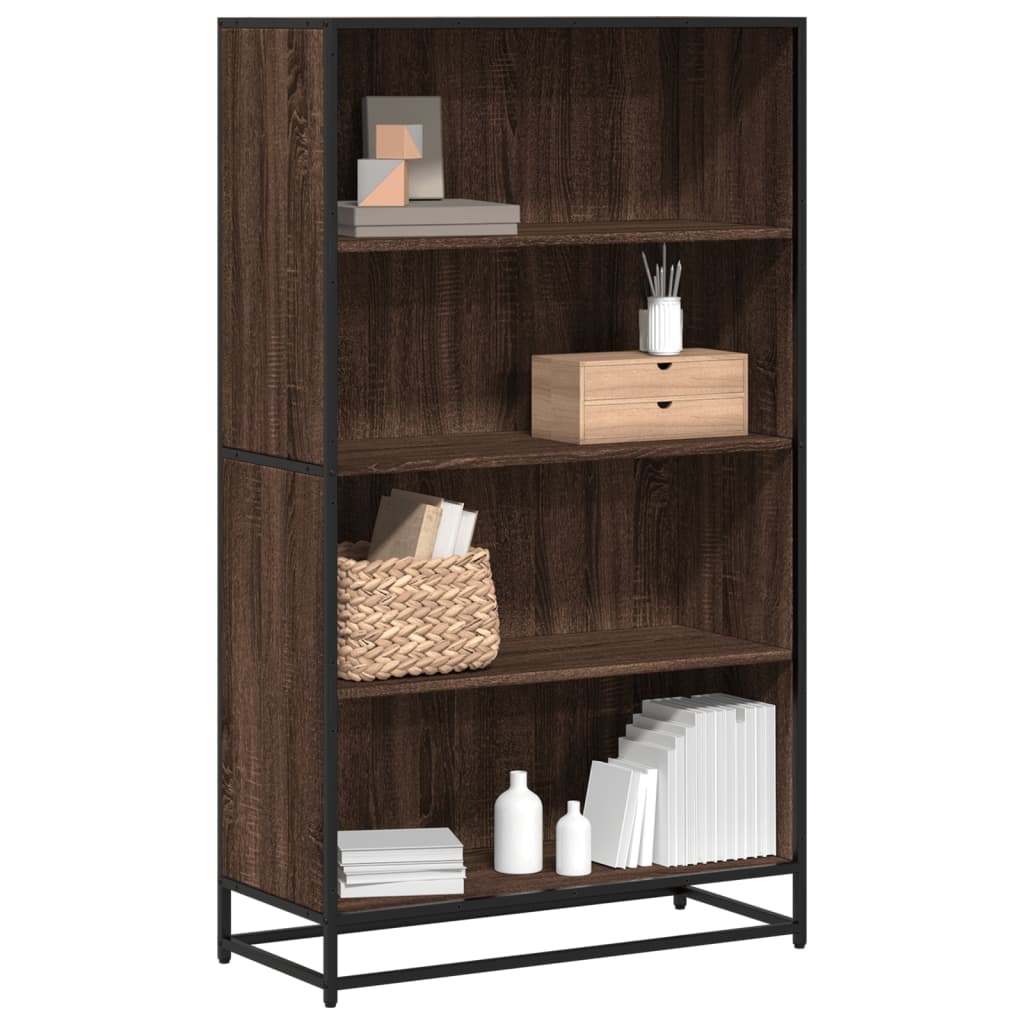 bogreol 80,5x35x139 cm konstrueret træ brun egetræsfarve billede