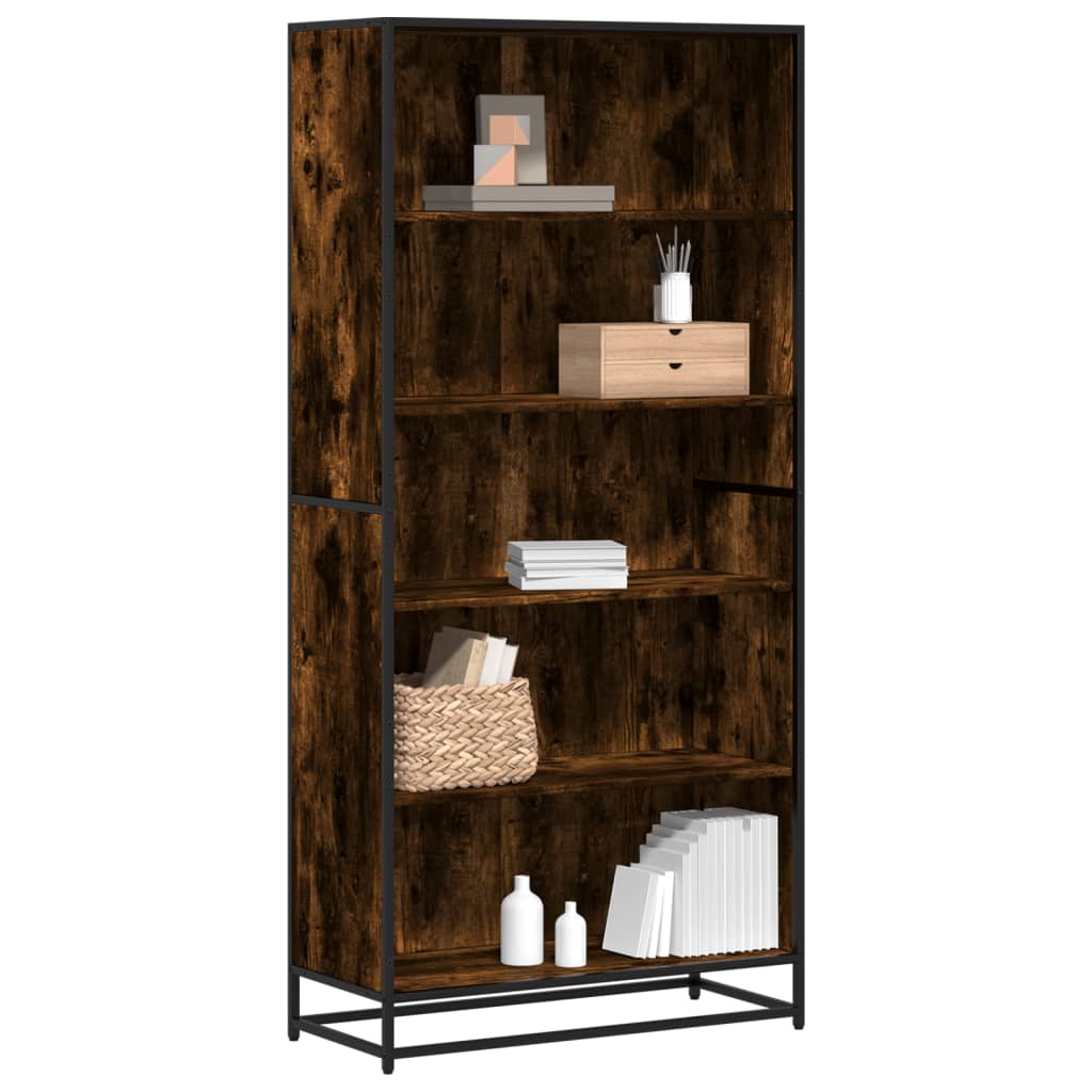 Bogreol 60X35X170,5 Cm Konstrueret Træ Etræsfarve Røget Eg - 80.5 cm / 170.5 cm