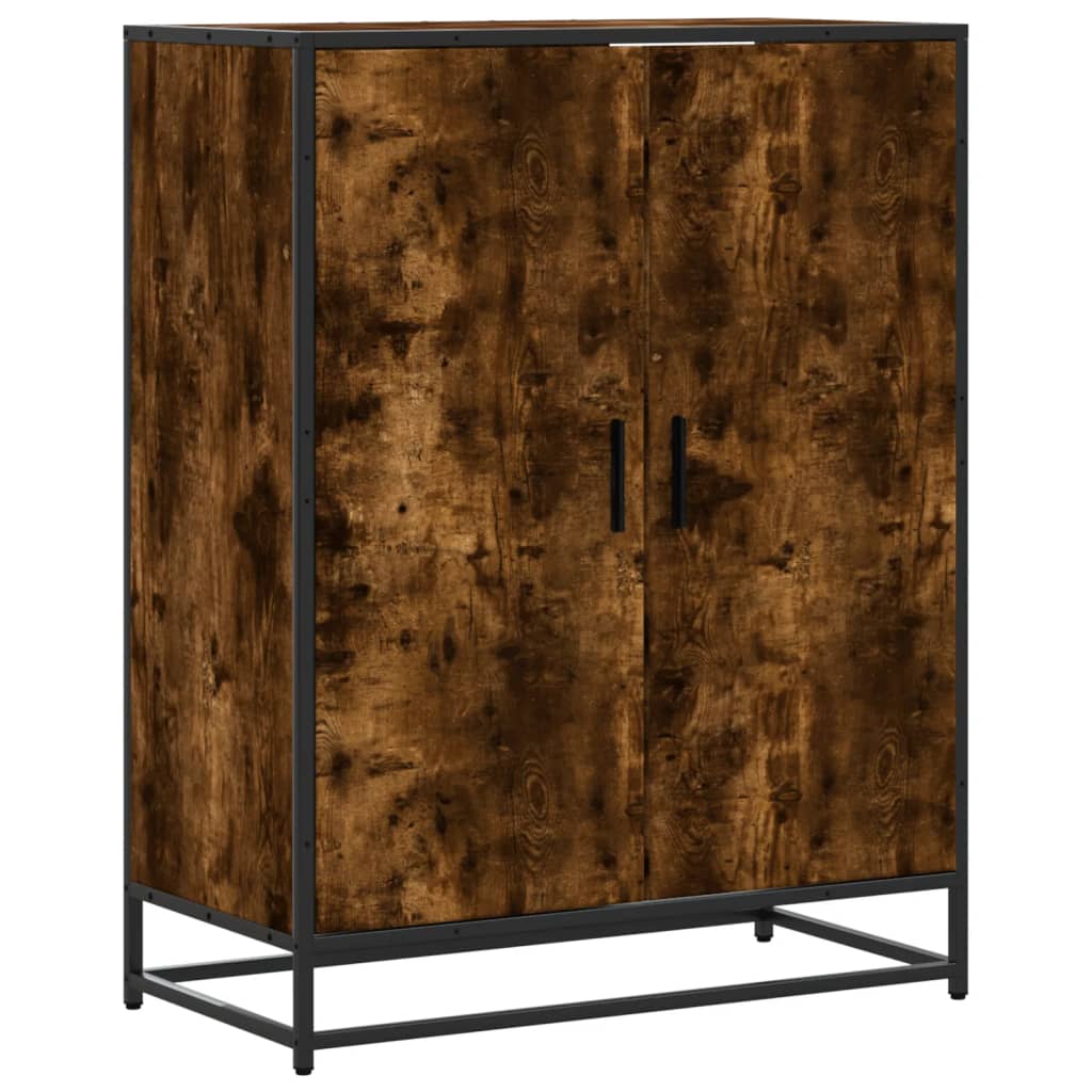 skoskab 75x38x97,5 cm konstrueret træ og metal røget egetræ