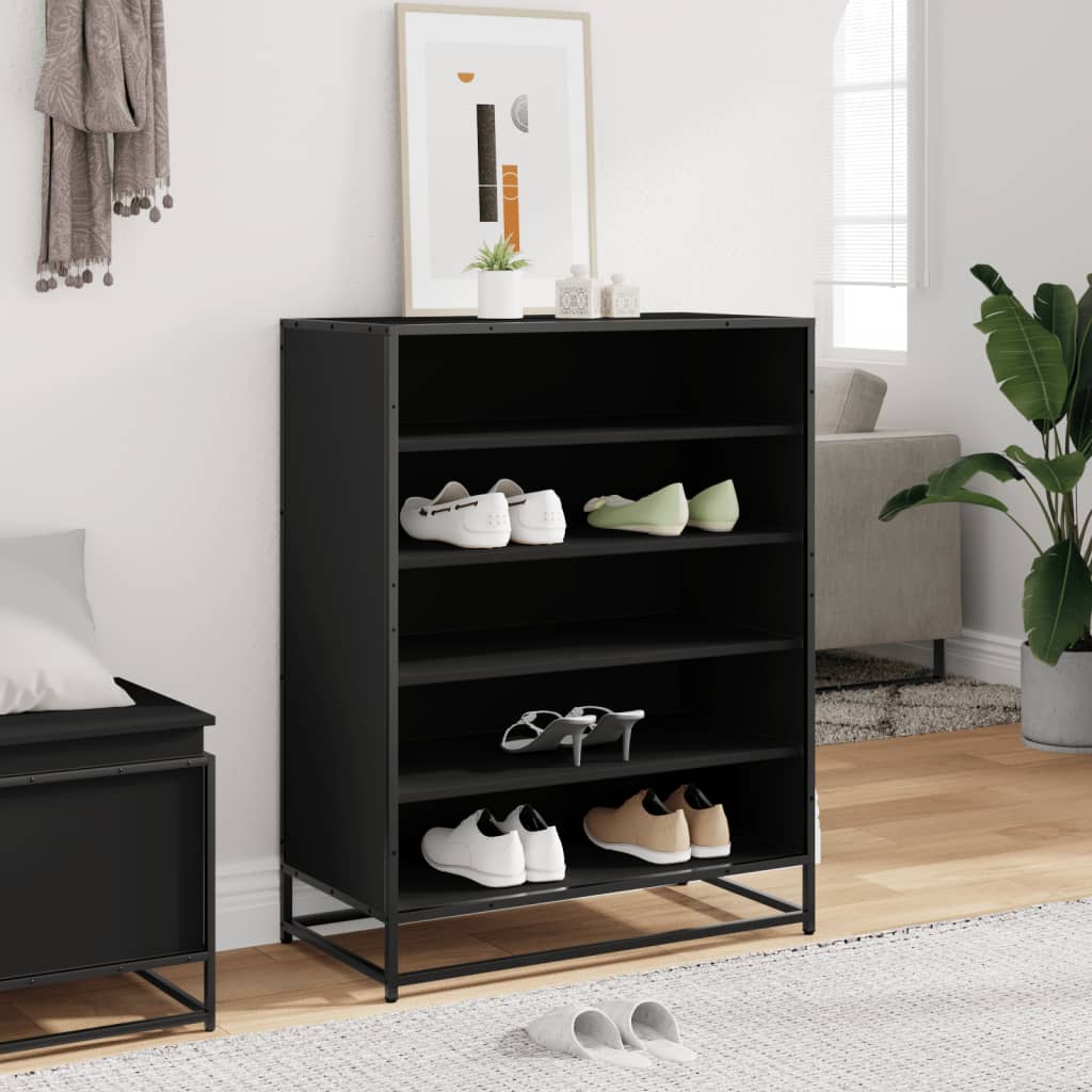 skoskab 75x38x97,5 cm konstrueret træ og metal sort