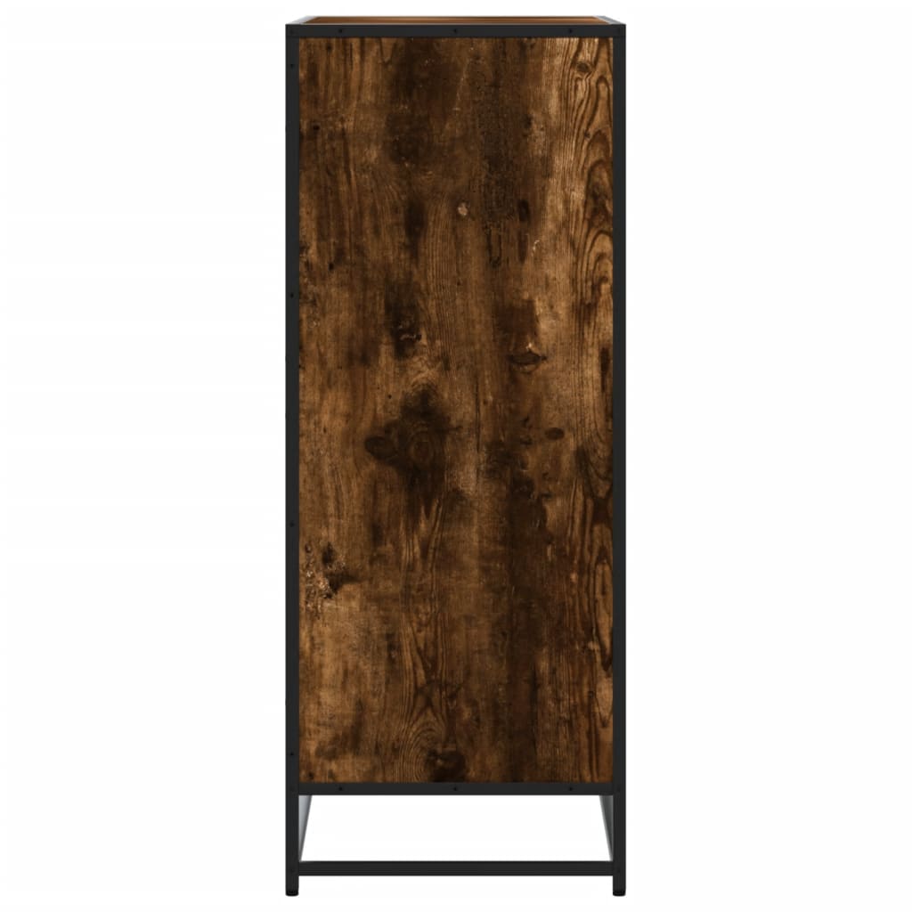 skoskab 75x38x97,5 cm konstrueret træ og metal røget egetræ