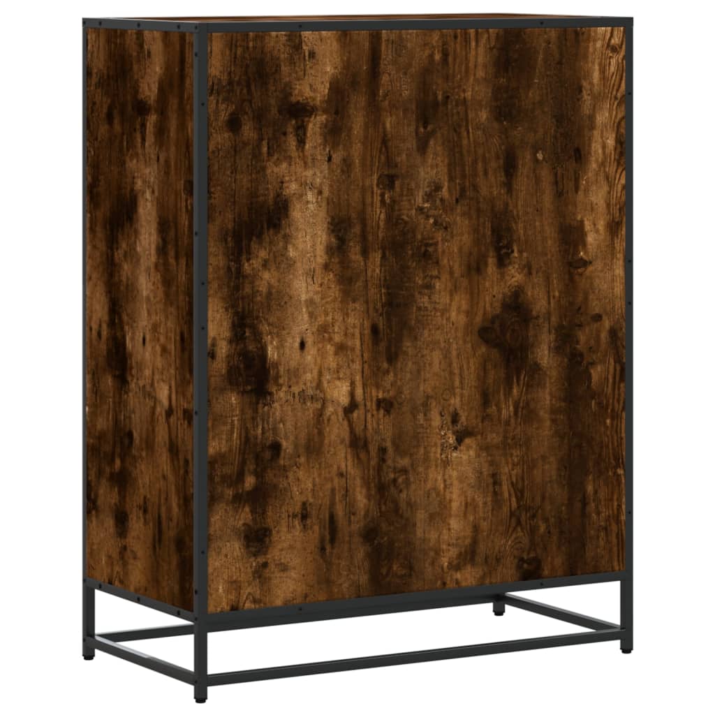 skoskab 75x38x97,5 cm konstrueret træ og metal røget egetræ