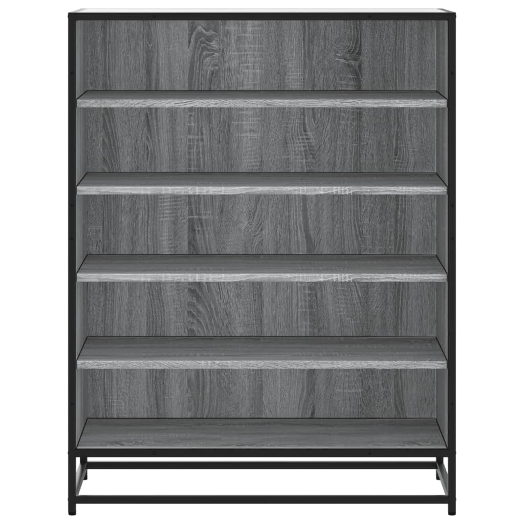skoskab 75x38x97,5 cm konstrueret træ og metal grå sonoma-eg