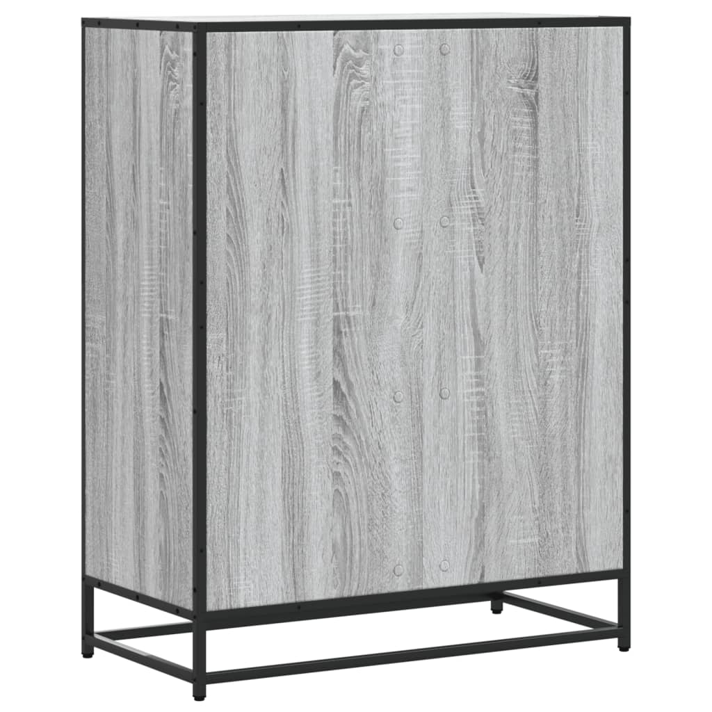 skoskab 75x38x97,5 cm konstrueret træ og metal grå sonoma-eg