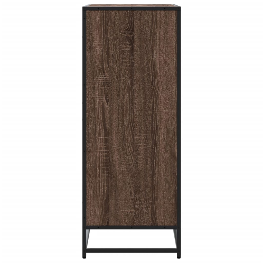 skoskab 75x38x97,5 cm konstrueret træ og metal brun egetræ