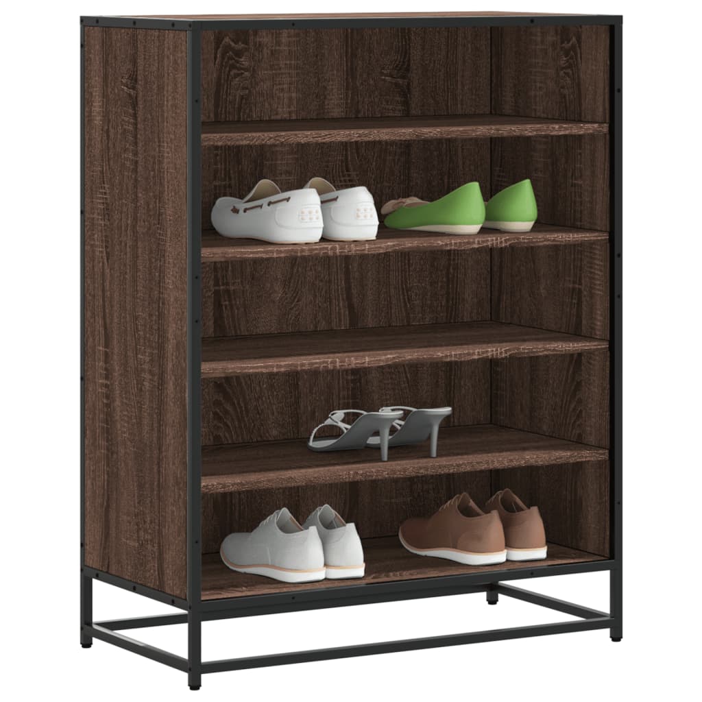 skoskab 75x38x97,5 cm konstrueret træ og metal brun egetræ