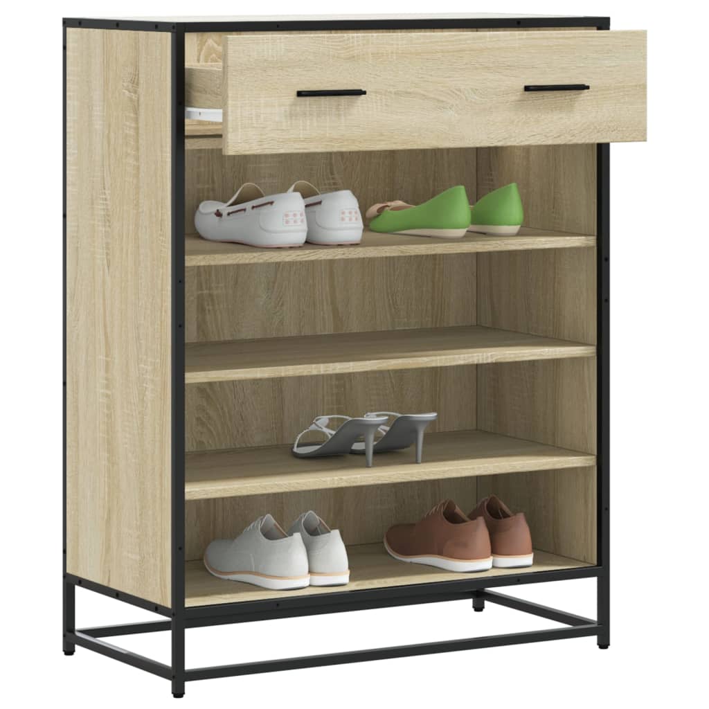 skoskab 75x38x97,5 cm konstrueret træ og metal sonoma-eg