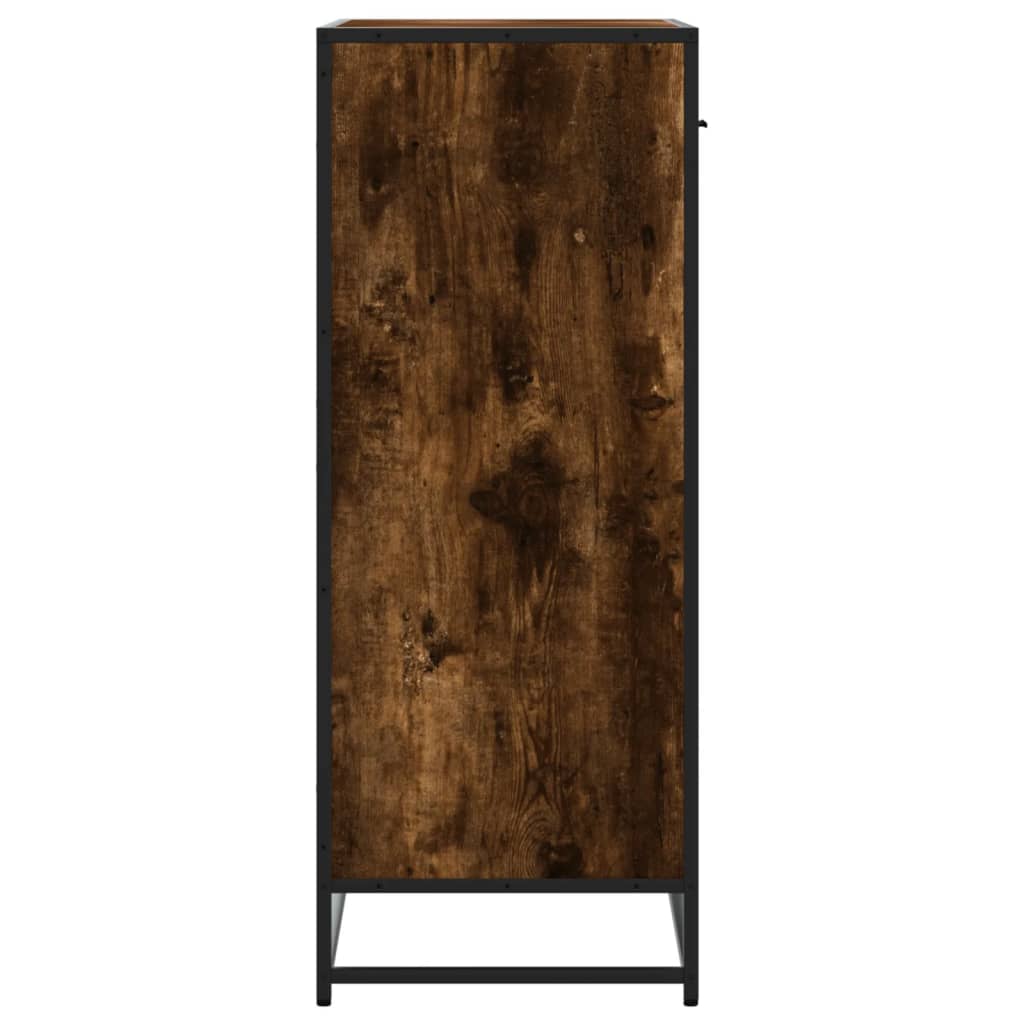 skoskab 75x38x97,5 cm konstrueret træ og metal røget egetræ