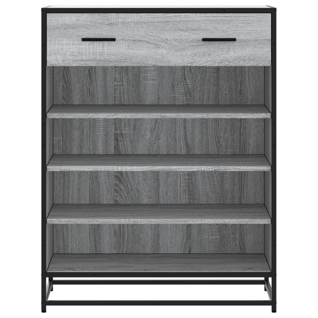 skoskab 75x38x97,5 cm konstrueret træ og metal grå sonoma-eg