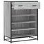 skoskab 75x38x97,5 cm konstrueret træ og metal grå sonoma-eg