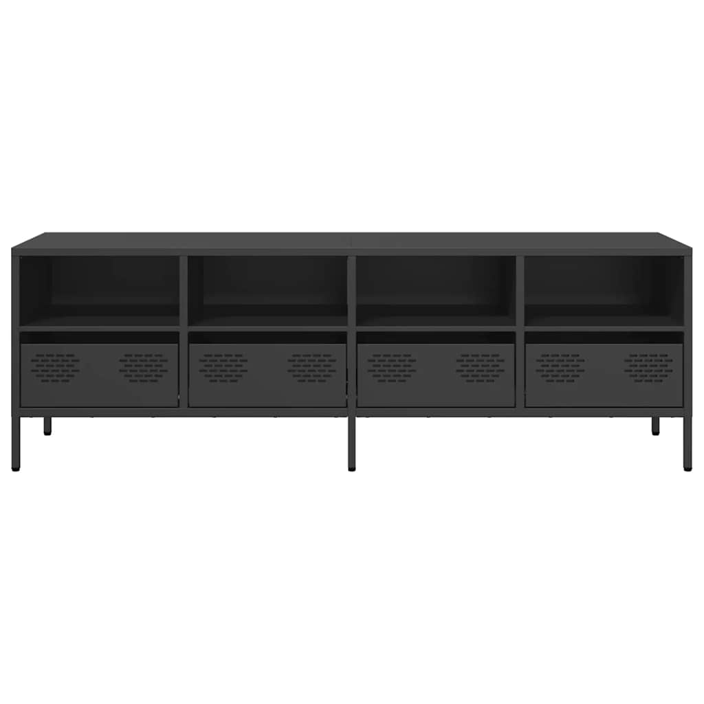 tv-bord 135x39x43,5 cm koldvalset stål sort