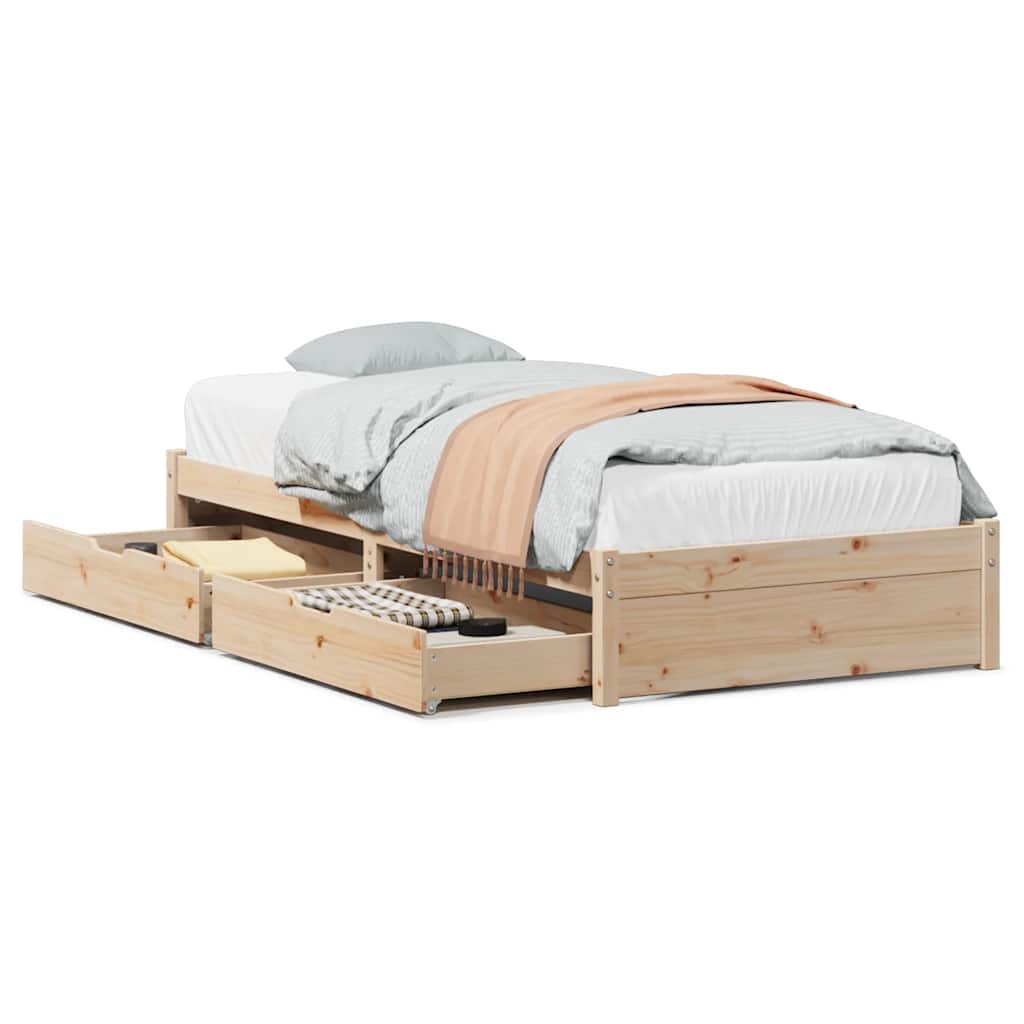 sengeramme uden madras 75x190 cm massivt fyrretræ