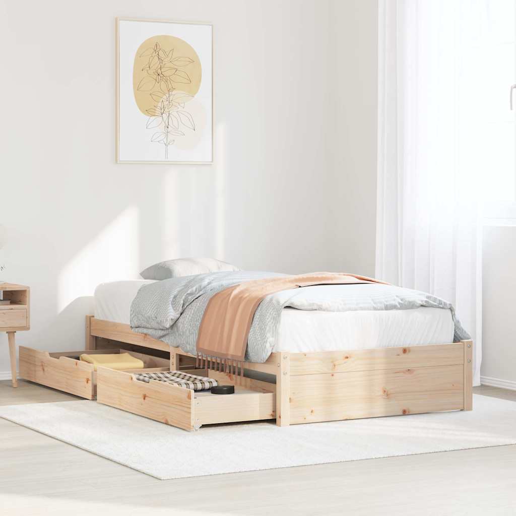 sengeramme uden madras 75x190 cm massivt fyrretræ