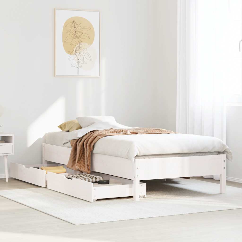 sengeramme uden madras 90x200 cm massivt fyrretræ hvid