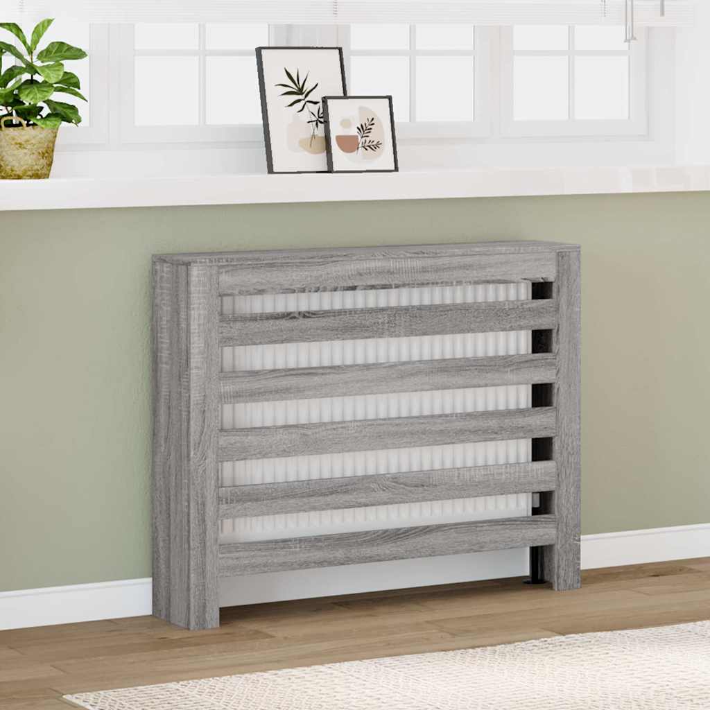 radiatorskjuler 104x20x82 cm konstrueret træ grå sonoma-eg