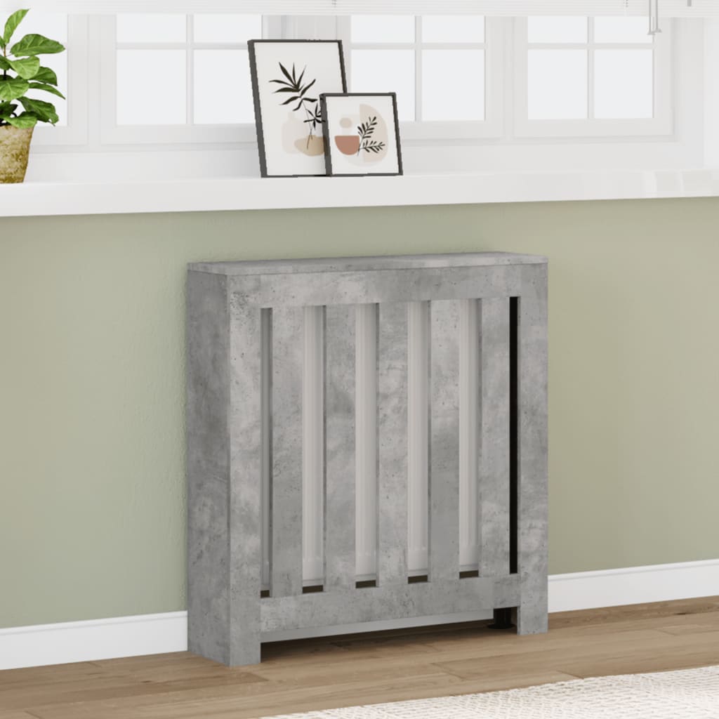 radiatorskjuler 78x20x82 cm konstrueret træ betongrå
