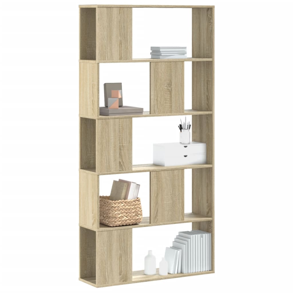 bogreol 80,5x23,5x162,5 cm 5 hylder konstrueret træ sonoma-eg billede