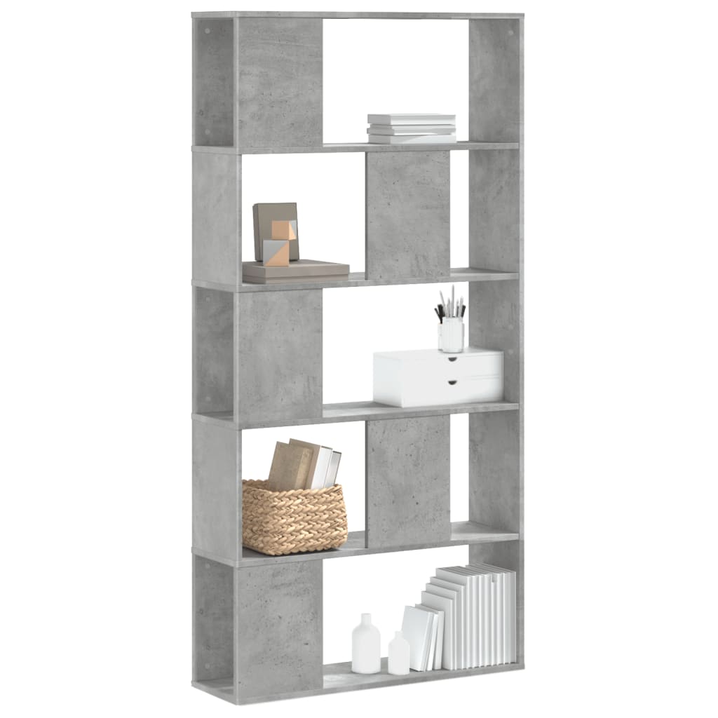 bogreol 80,5x23,5x162,5 cm 5 hylder konstrueret træ betongrå billede